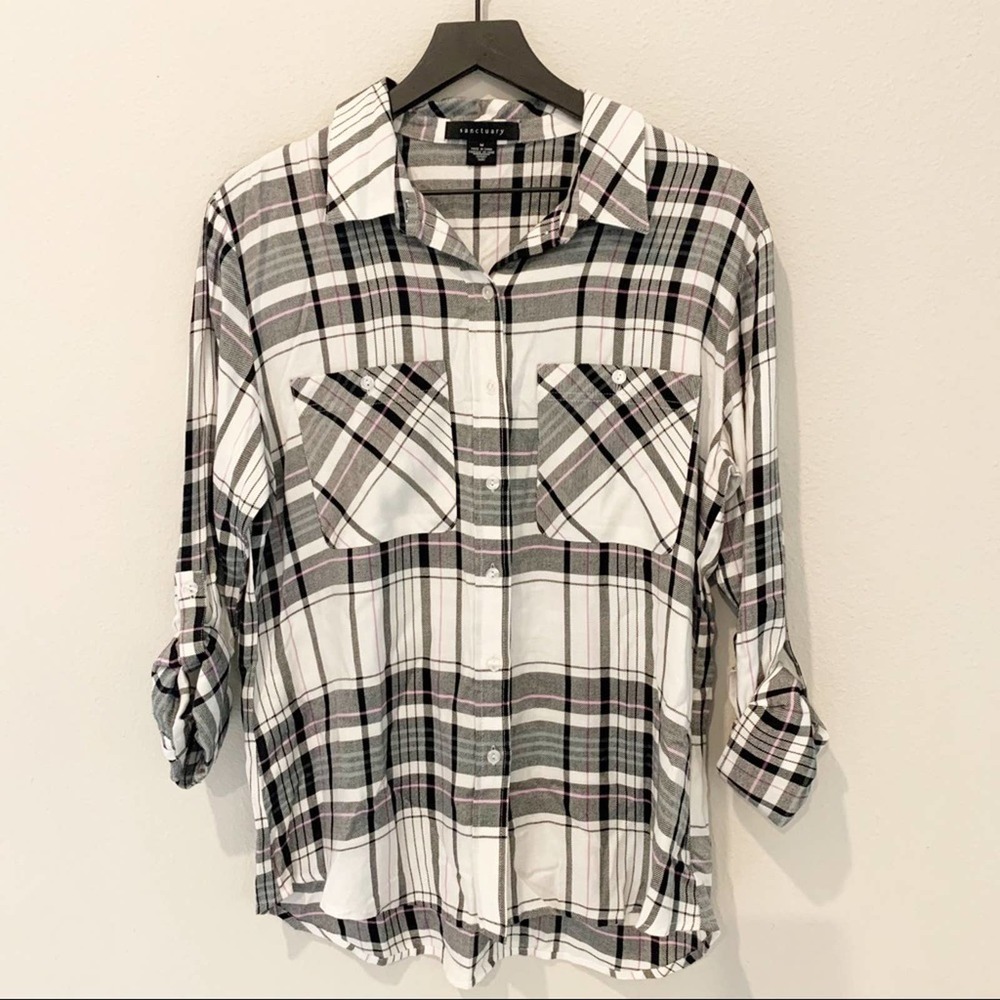 Sanctuary tomboy plaid shirt size Medium